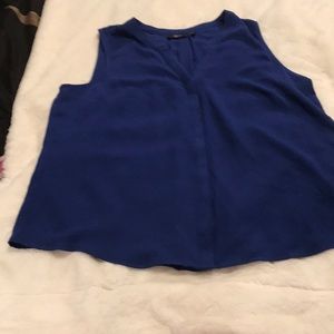Blue button up tank top blouse